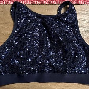 Aerie Women's Navy Sequin Bralette Activewear Sports Bra Medium